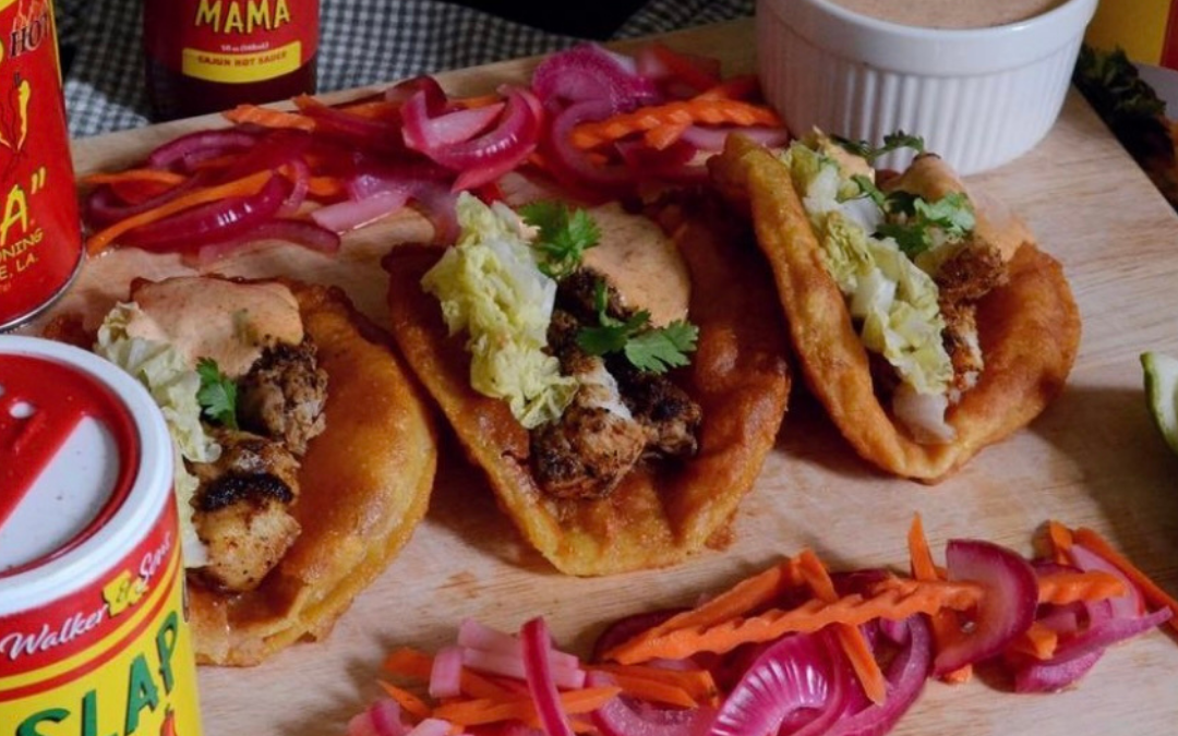 Catfish Tacos with Hush Puppy Tortillas