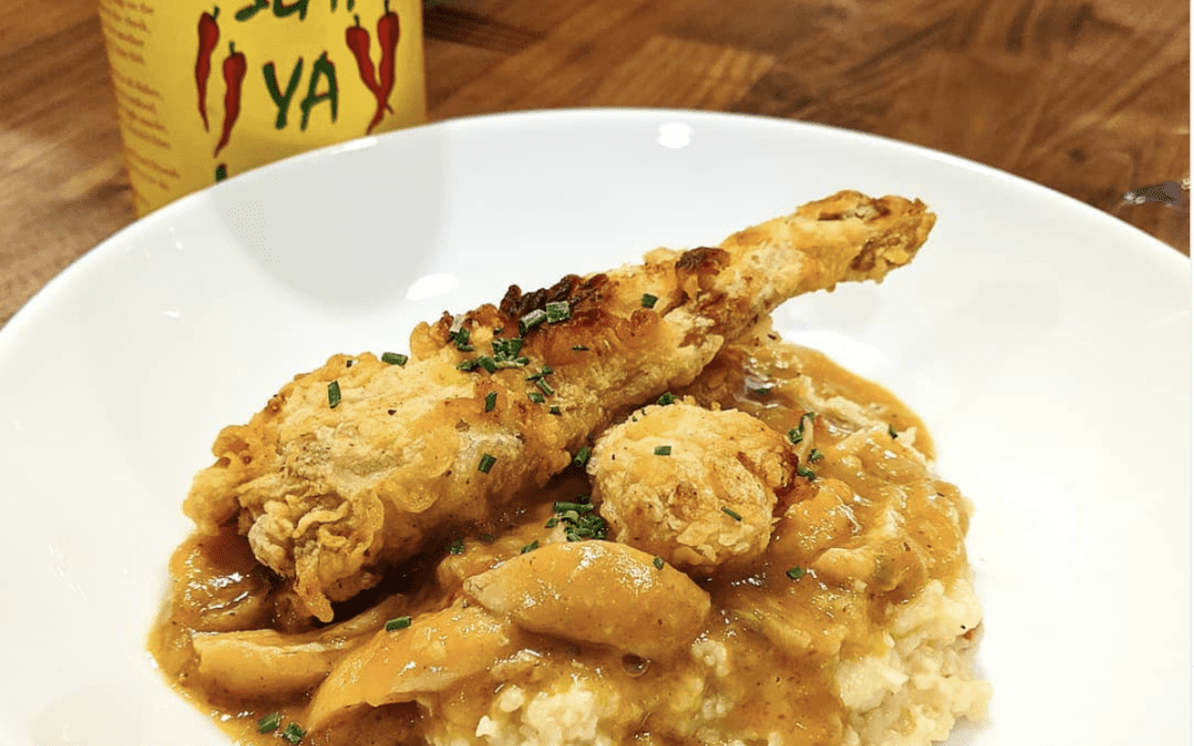 Frog Leg Sauce Piquante on Jambalaya Grits