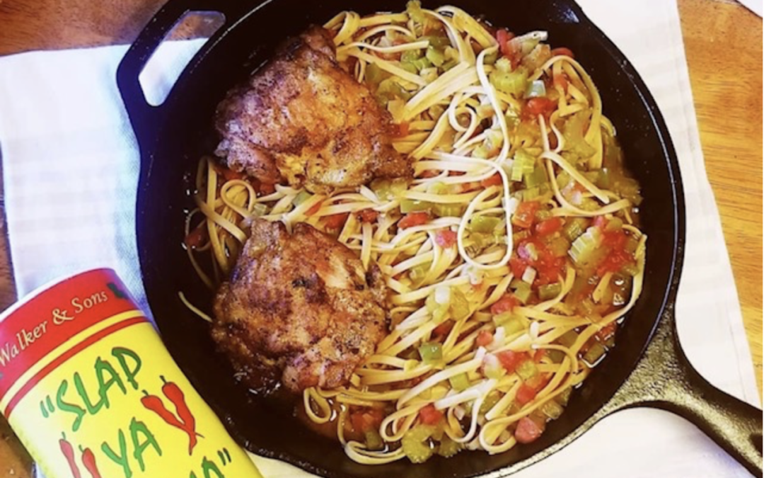 Crispy Chicken Thighs and Voodoo Linguine