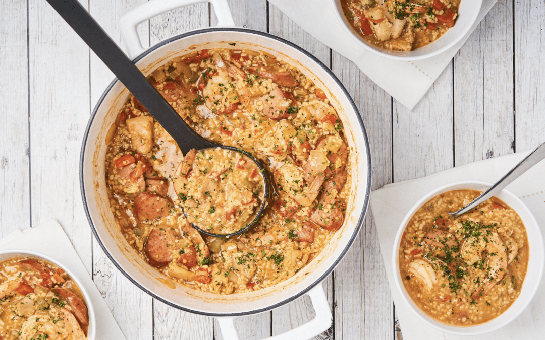 One Pot Cilantro Cajun Jambalaya