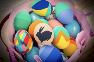 Egg Pocking: The Cajun Easter Tradition with an assortment of colorful eggs